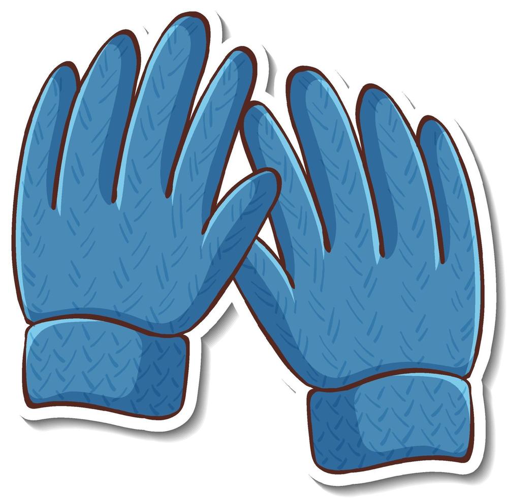 stickerontwerp met blauwe geïsoleerde handschoenen vector