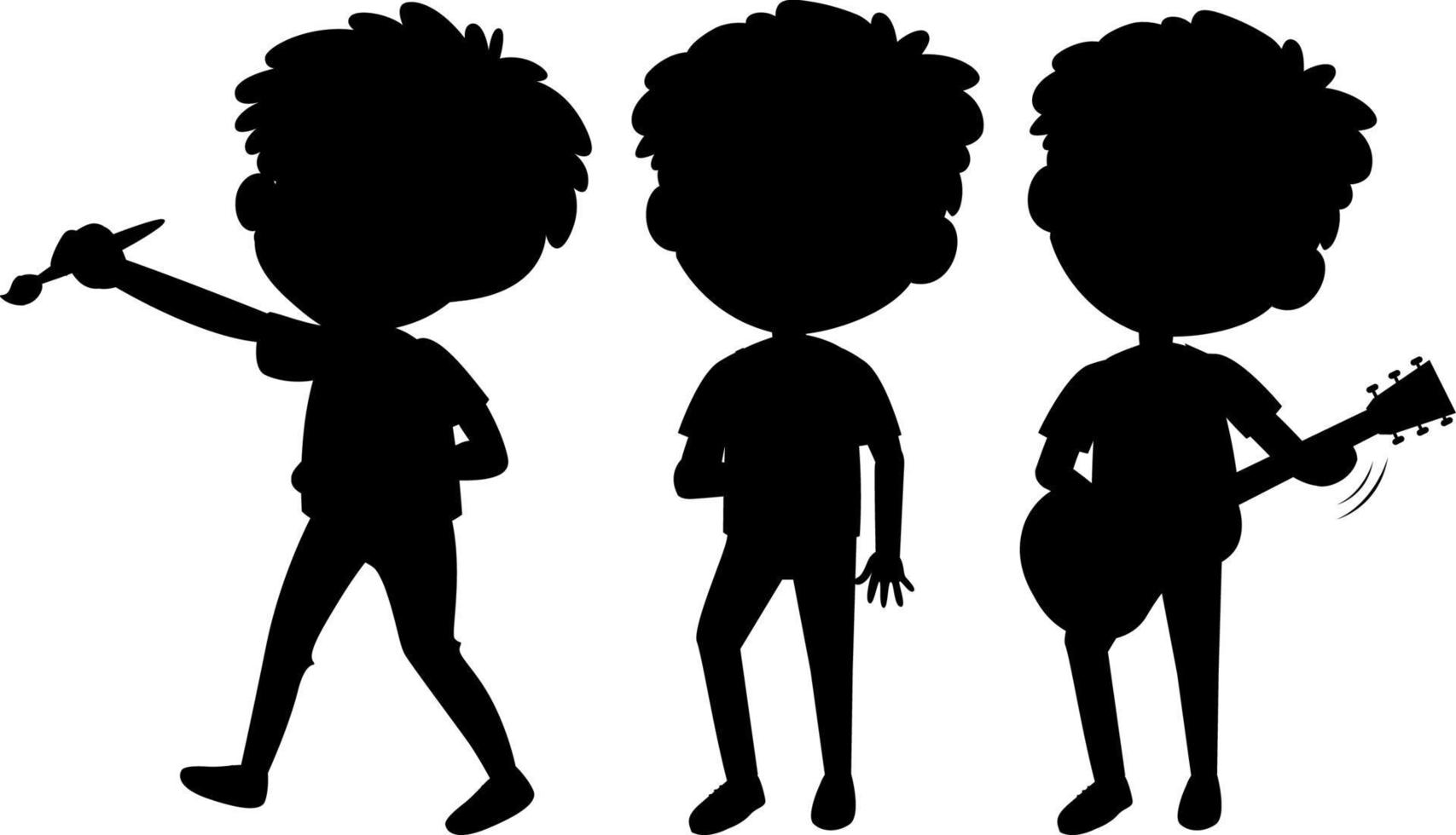 stripfiguur van kinderen silhouet op witte achtergrond vector