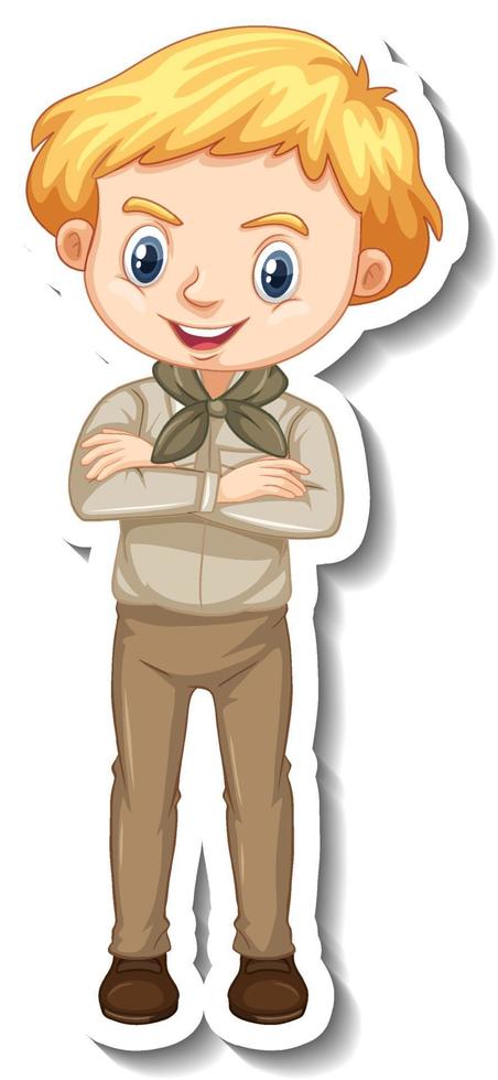 jongen in safari outfit stripfiguur sticker vector