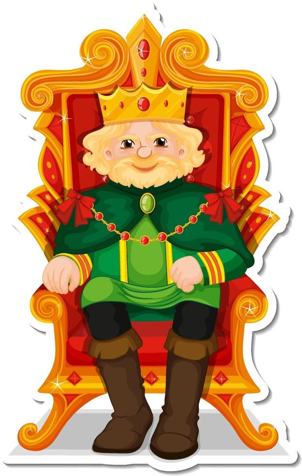 koning zittend op troon stripfiguur sticker vector