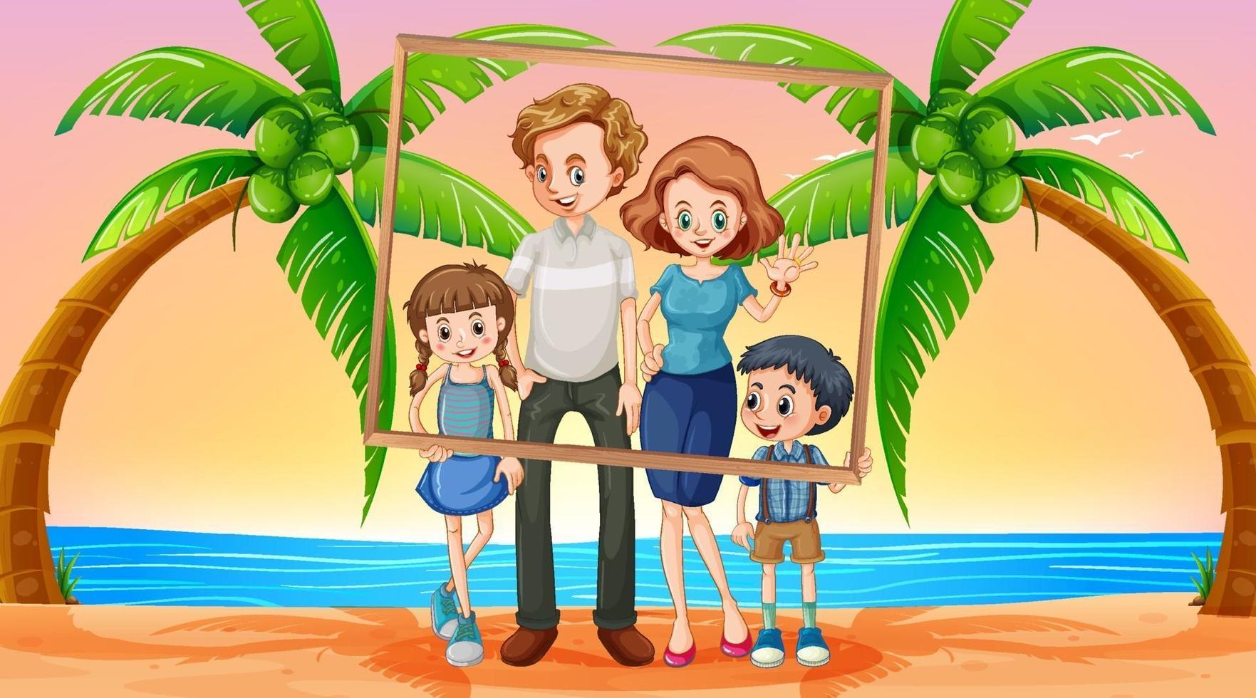 gelukkige familiefoto op vakantie vector
