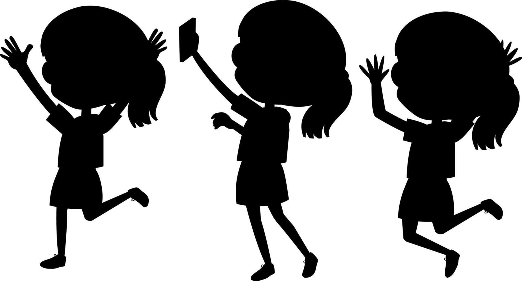 stripfiguur van kinderen silhouet op witte achtergrond vector
