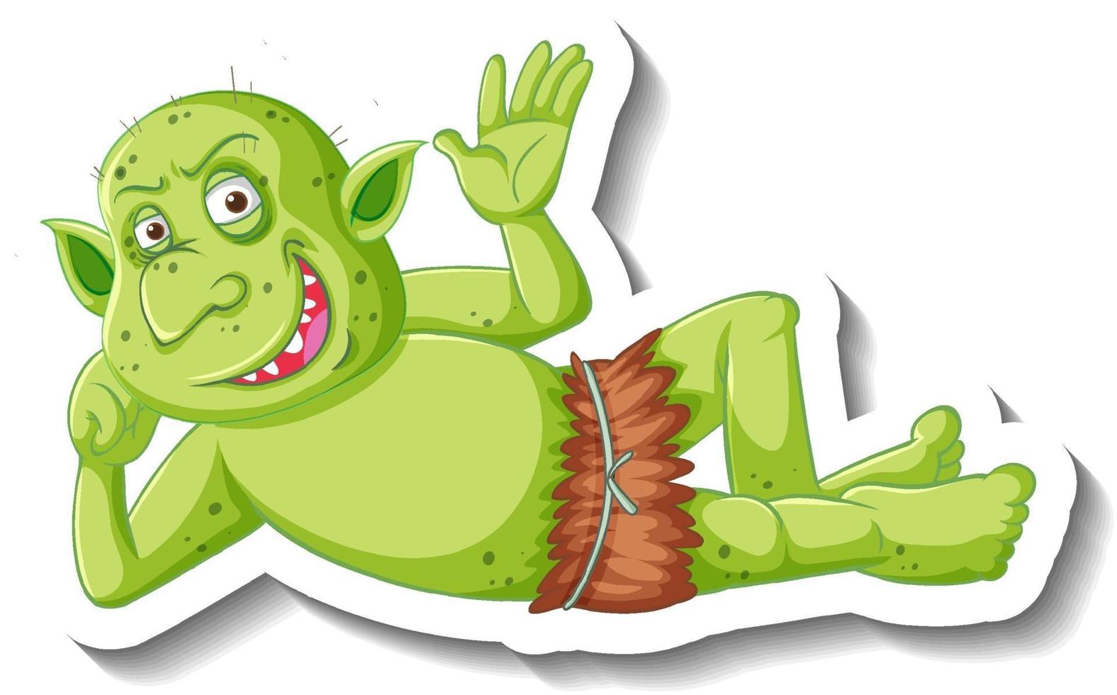 groene goblin of trol stripfiguur sticker vector