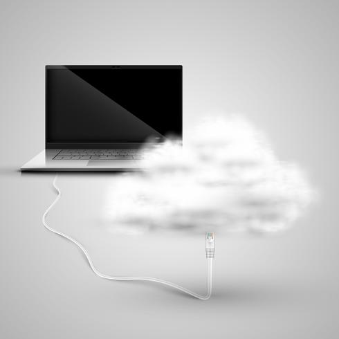 Computer verbindt met cloud vector