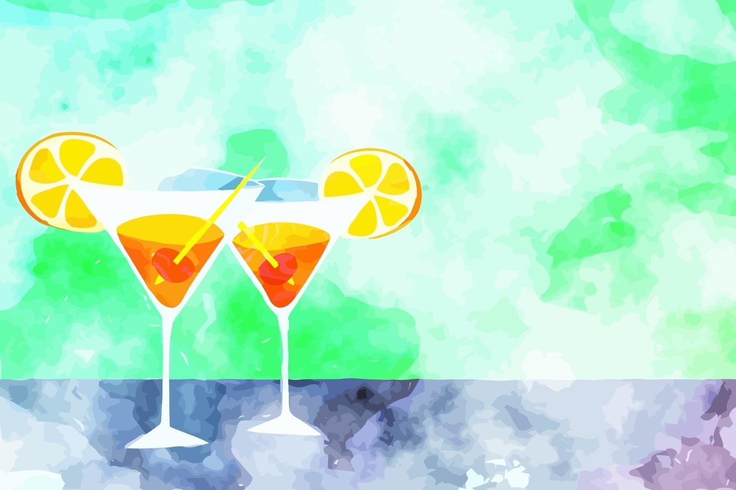 aquarel fruit cocktaildrankjes vector