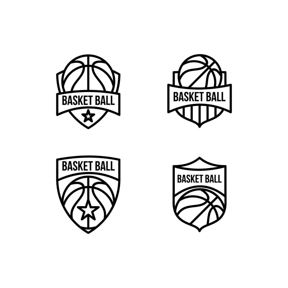 set collectie basketbal logo lijn ontwerp illustratie vector