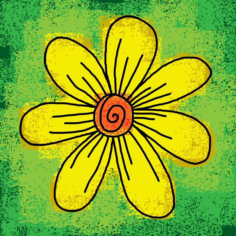 gele sjofele bloem doodle vector