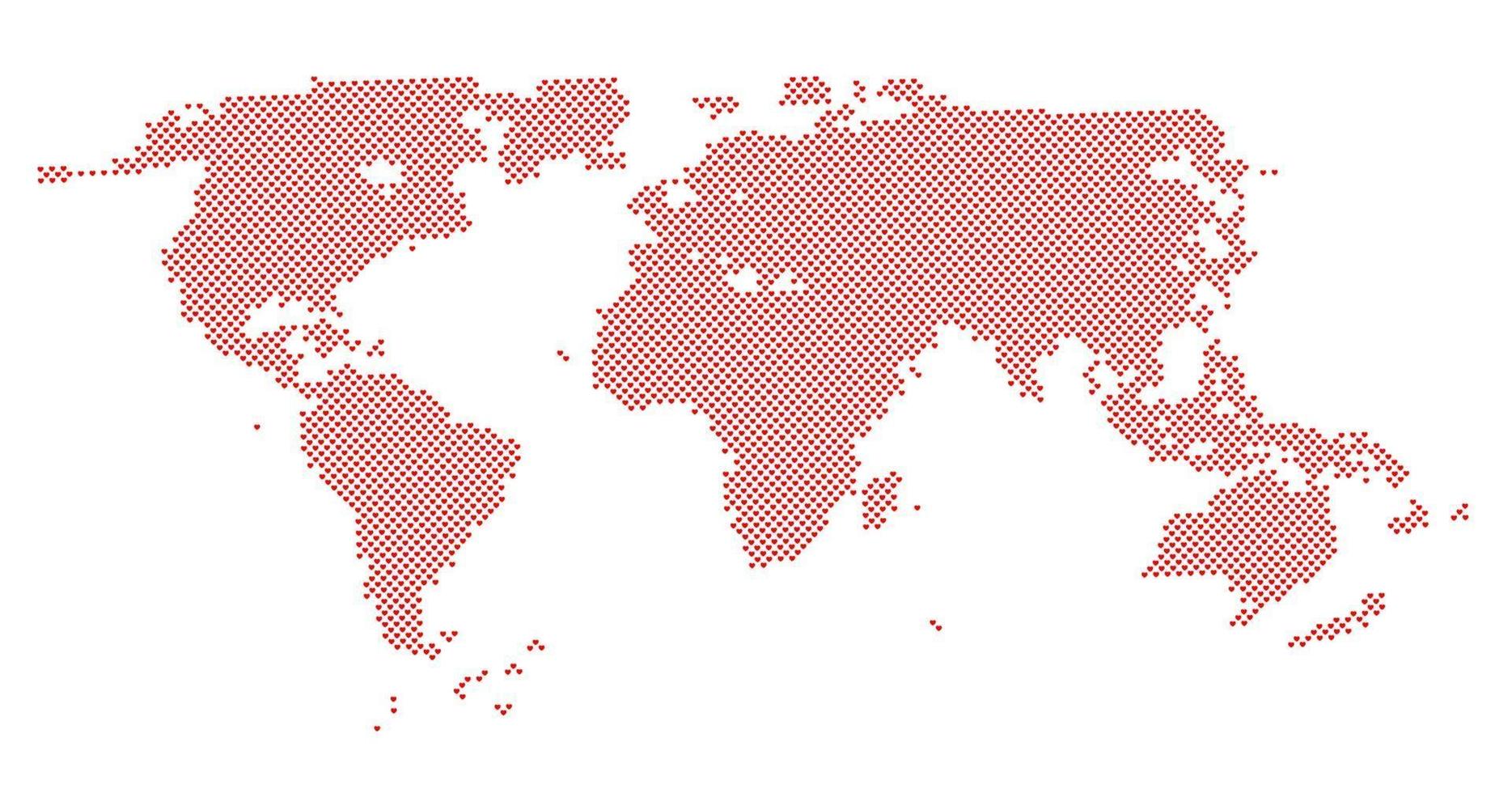 wereldkaart van harten vectorillustratie vector