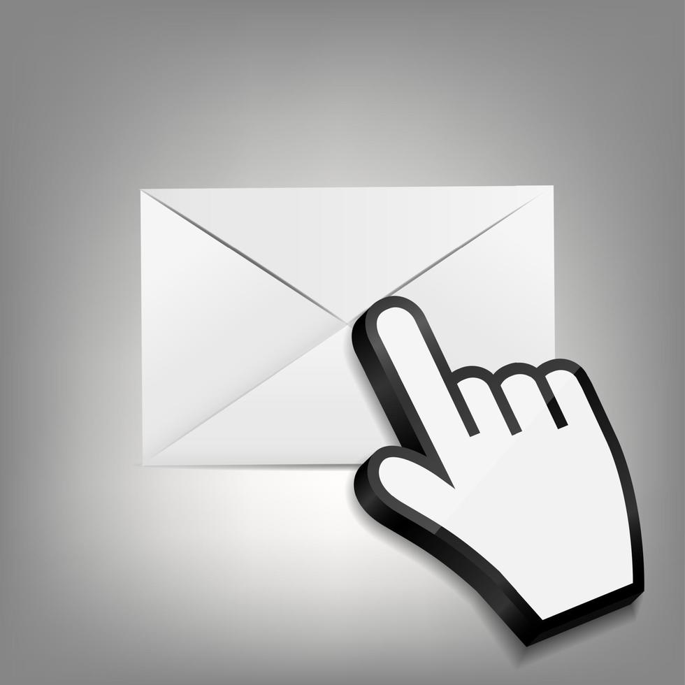 handcursor met envelop vectorillustratie vector