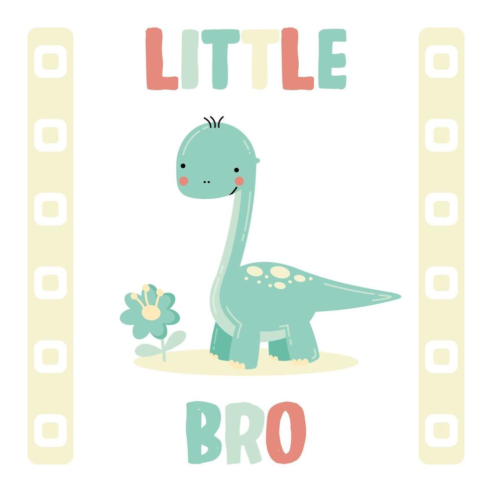 schattige kleine dinosaurus platte vectorillustratie. baby dino diplodocus. vector