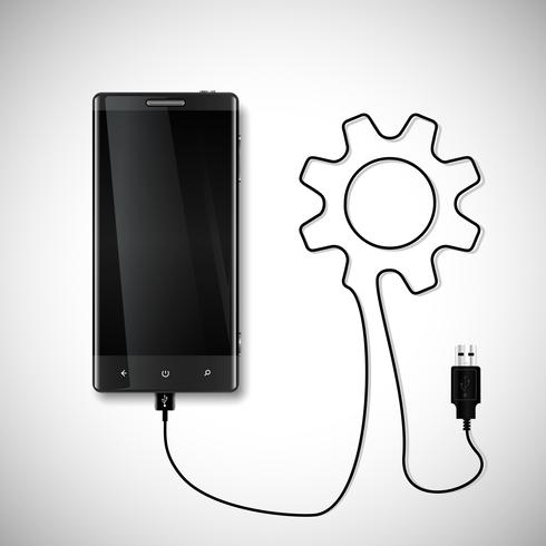 Mobiele telefoon met USB-aansluiting vector