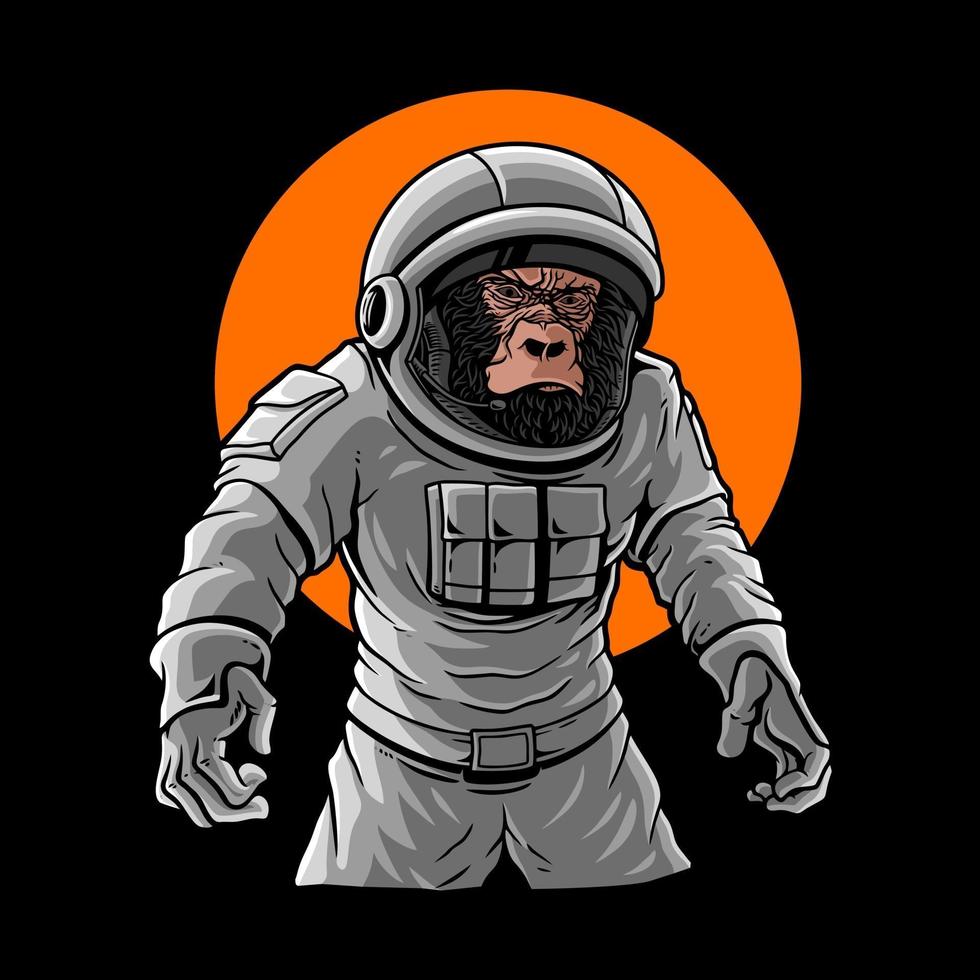 gorilla die astronautenkostuum draagt premium vector