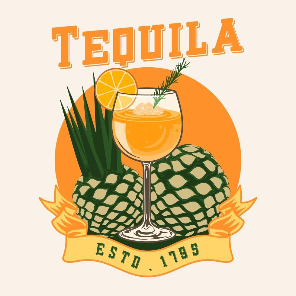 tequila cocktail, agave tequila premium vector