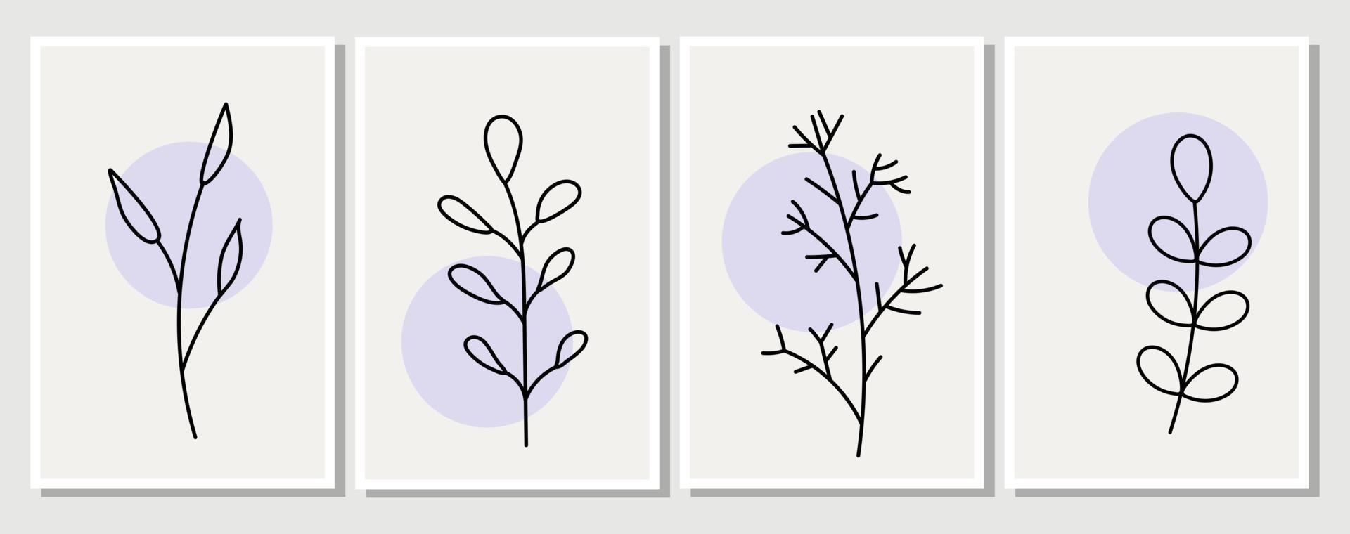 abstracte elementen, minimalistische eenvoudige bloemen. bladeren en bloemen vector