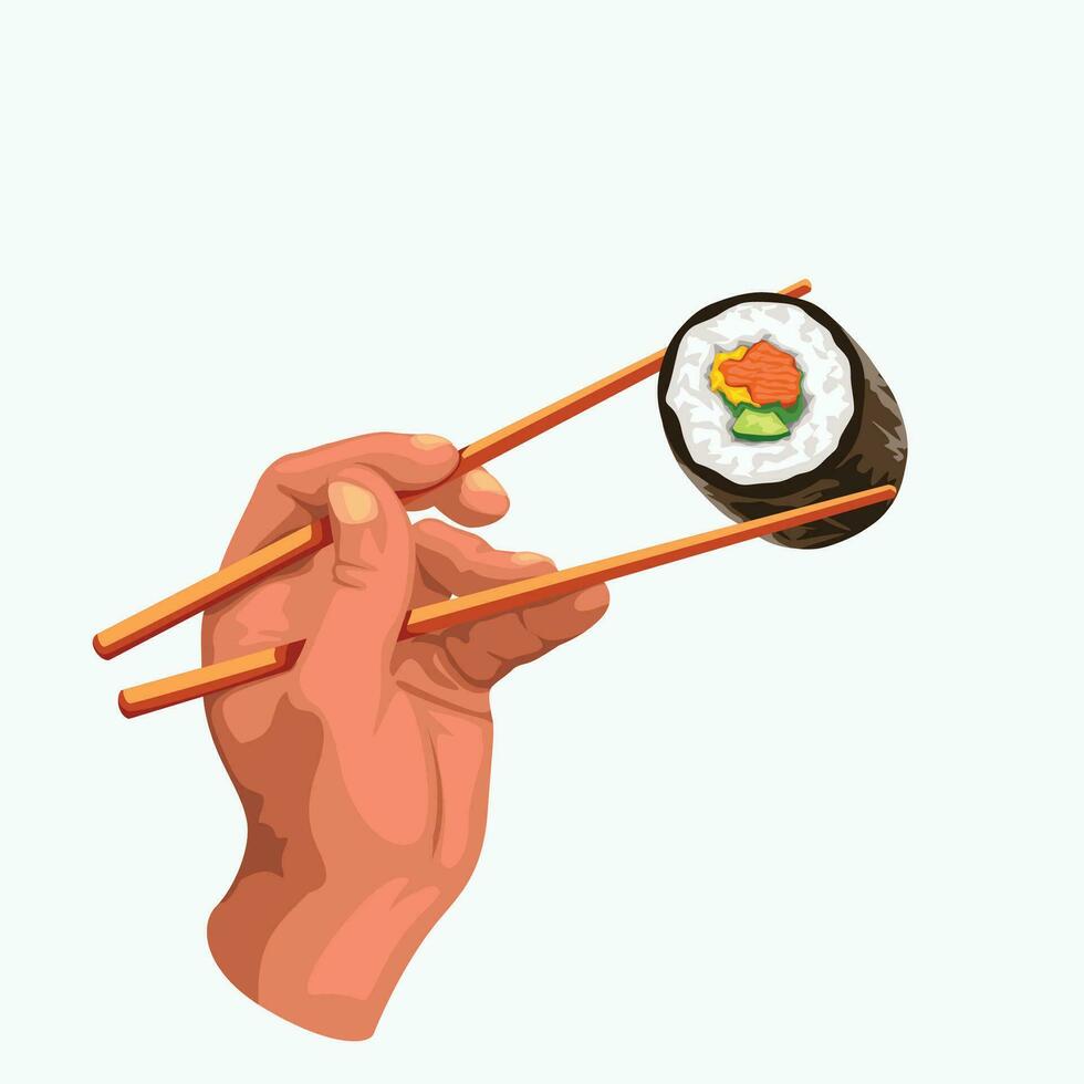 hand- houden sushi vector