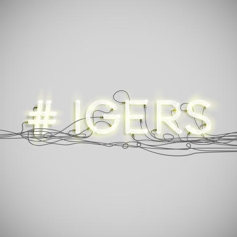 Realistisch neon hashtag woord, vectorillustratie vector