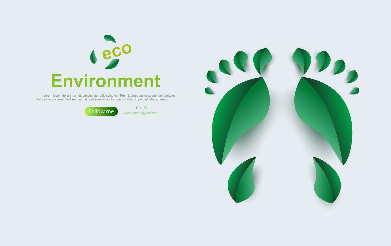 eco milieu background.creative voetafdruk met blad fabriek concept.element opslaan planeet idee.groen bladeren vriendelijk.papier besnoeiing en ambacht stijl ontwerp Aan website.decoratie ecologie vector illustratie.