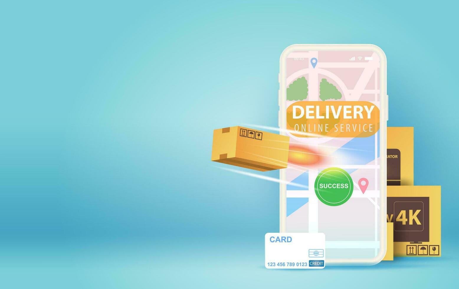 online levering smartphone concept idee.snel reageren levering pakket Verzending Aan mobiel.online bestellen bijhouden met wereld kaart locatie.logistiek levering service.pakket route Aan de scherm vector. vector