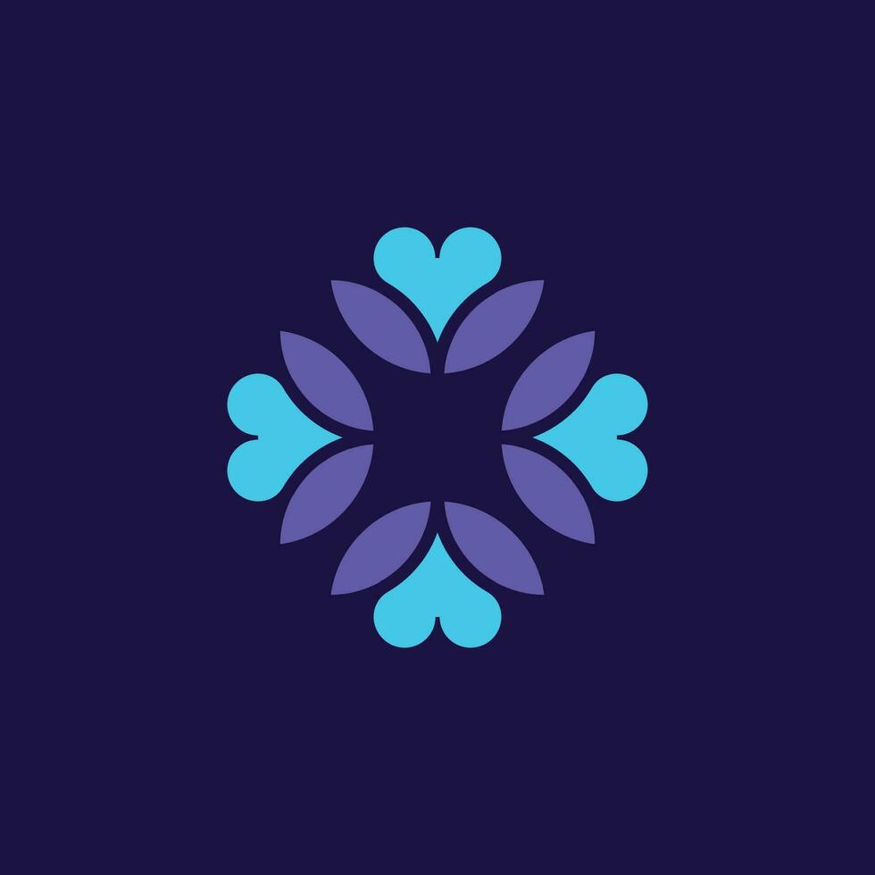 elegant en modern bloemen logo met een herhalen 4 zijdig symmetrisch vorm geven aan. vector