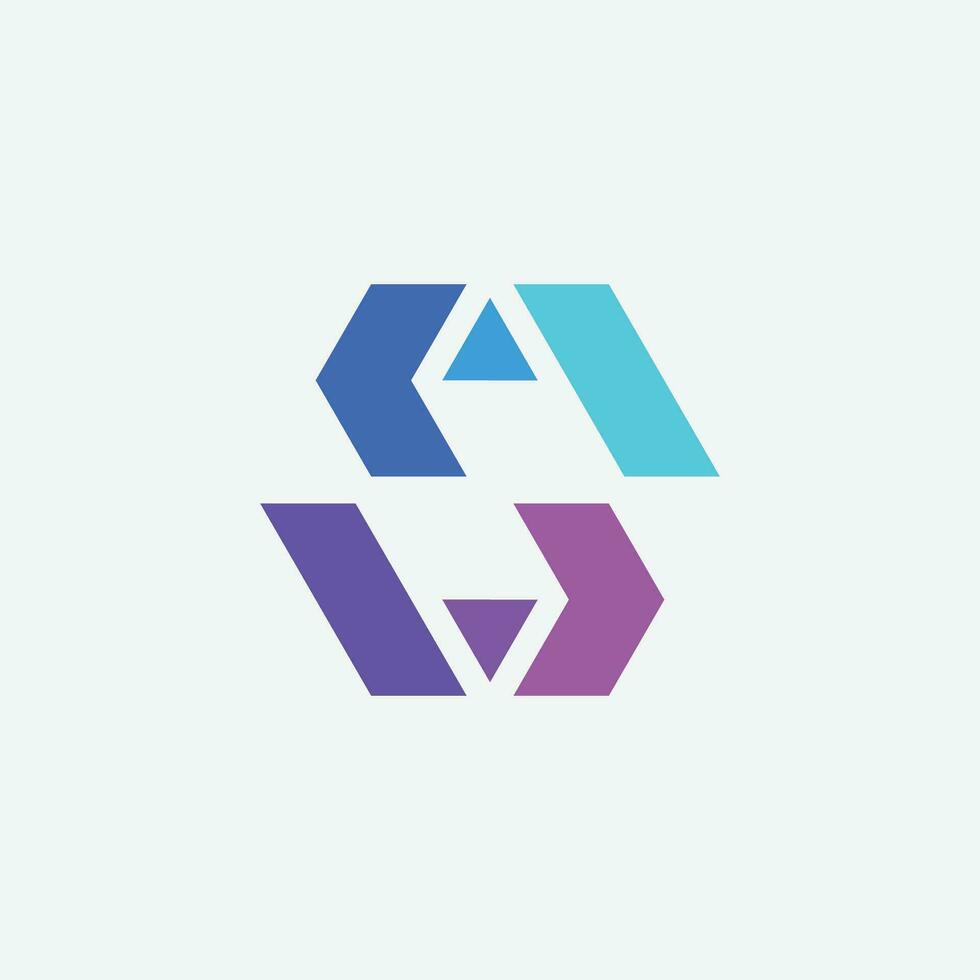 de brief s logo gecombineerd met een zeshoek. handel logo vector
