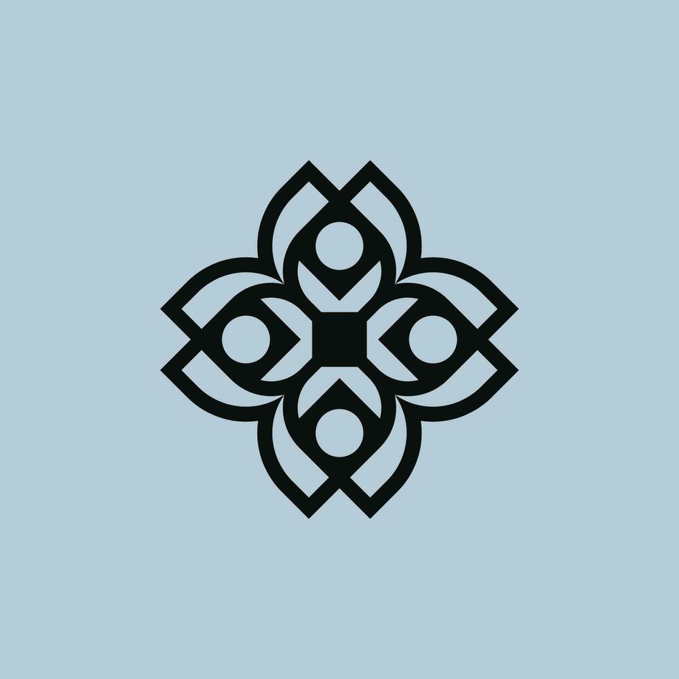 abstract gemeenschap bloemen kruis lijn logo vector