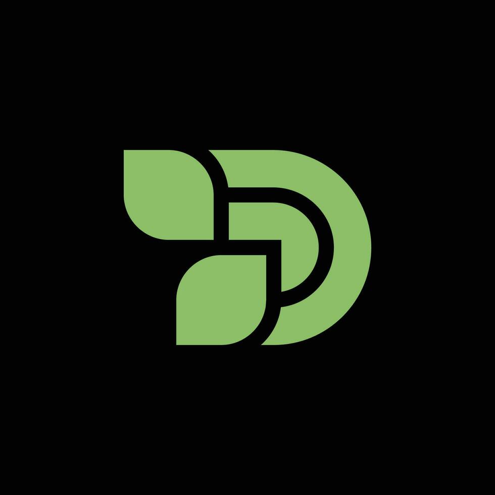 modern en stoutmoedig brief d blad natuur logo vector