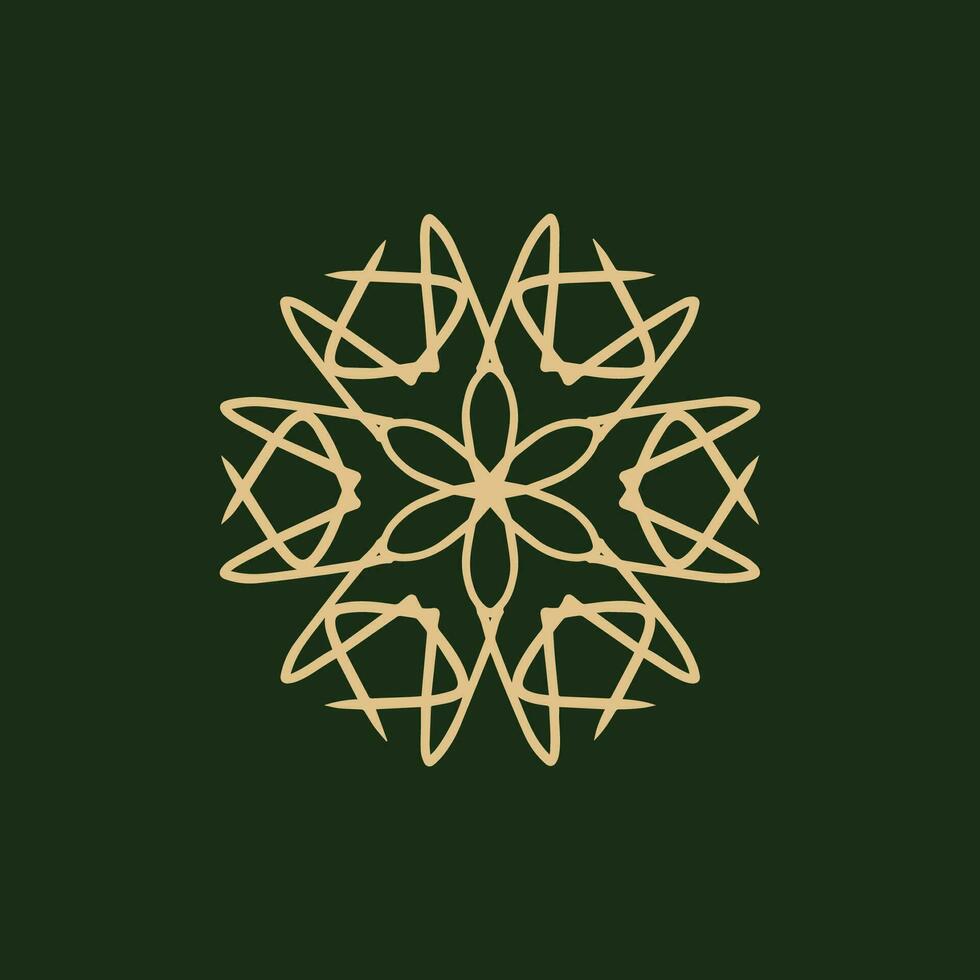 abstract goud en donker groen bloemen mandala logo. geschikt voor elegant en luxe sier- symbool vector