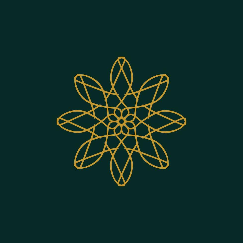 abstract geel en donker groen bloemen mandala logo. geschikt voor elegant en luxe sier- symbool vector