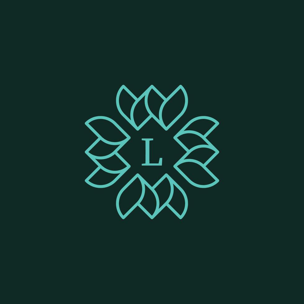 eerste brief l bloemen sier- grens kader logo vector