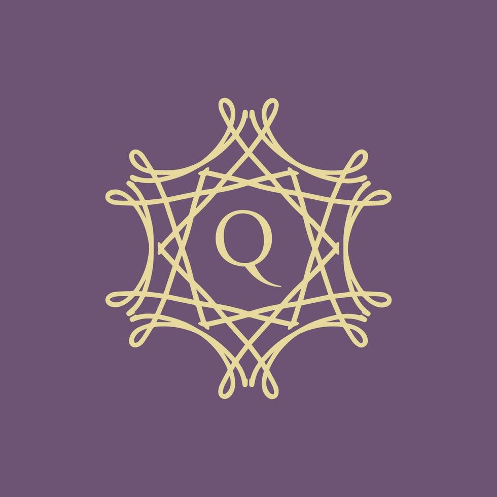 eerste brief q bloemen sier- grens cirkel kader logo vector