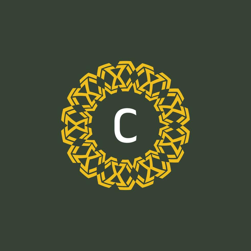 brief c medaillon embleem eerste cirkel insigne logo vector