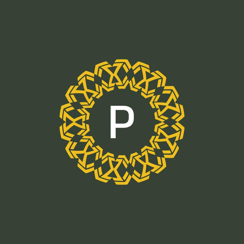 brief p medaillon embleem eerste cirkel insigne logo vector