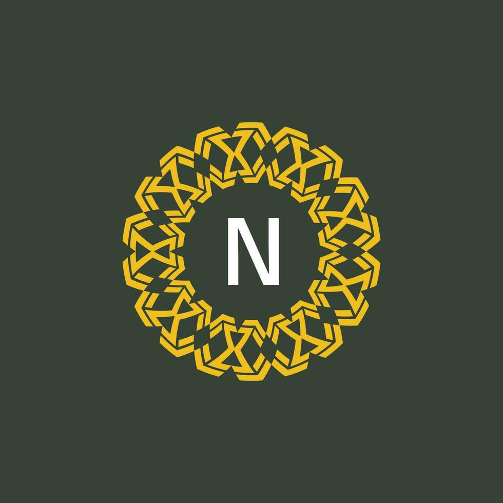 brief n medaillon embleem eerste cirkel insigne logo vector