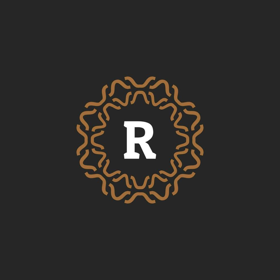 eerste brief r sier- grens cirkel kader logo vector