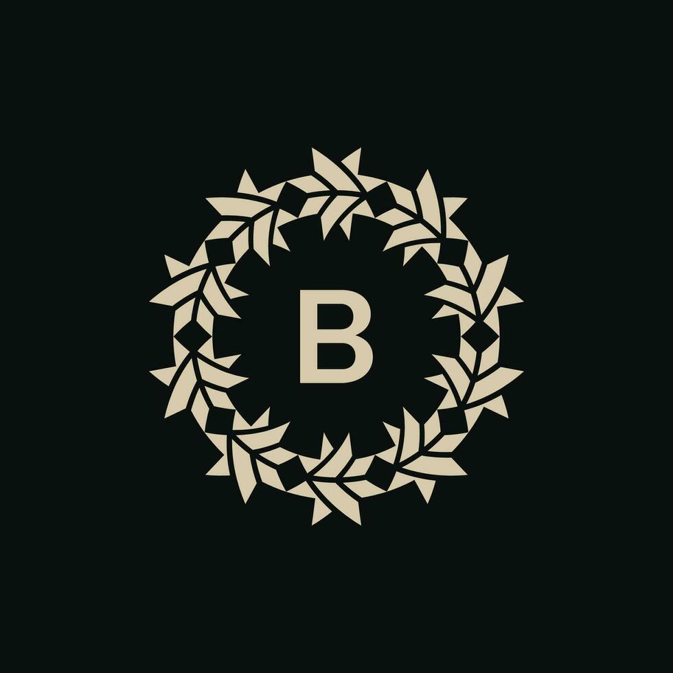 eerste brief b sier- grens cirkel kader logo vector