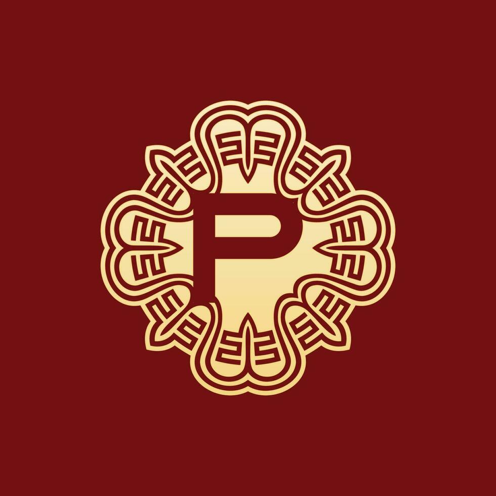 elegant en uniek eerste brief p oosters ornament alfabet embleem logo vector