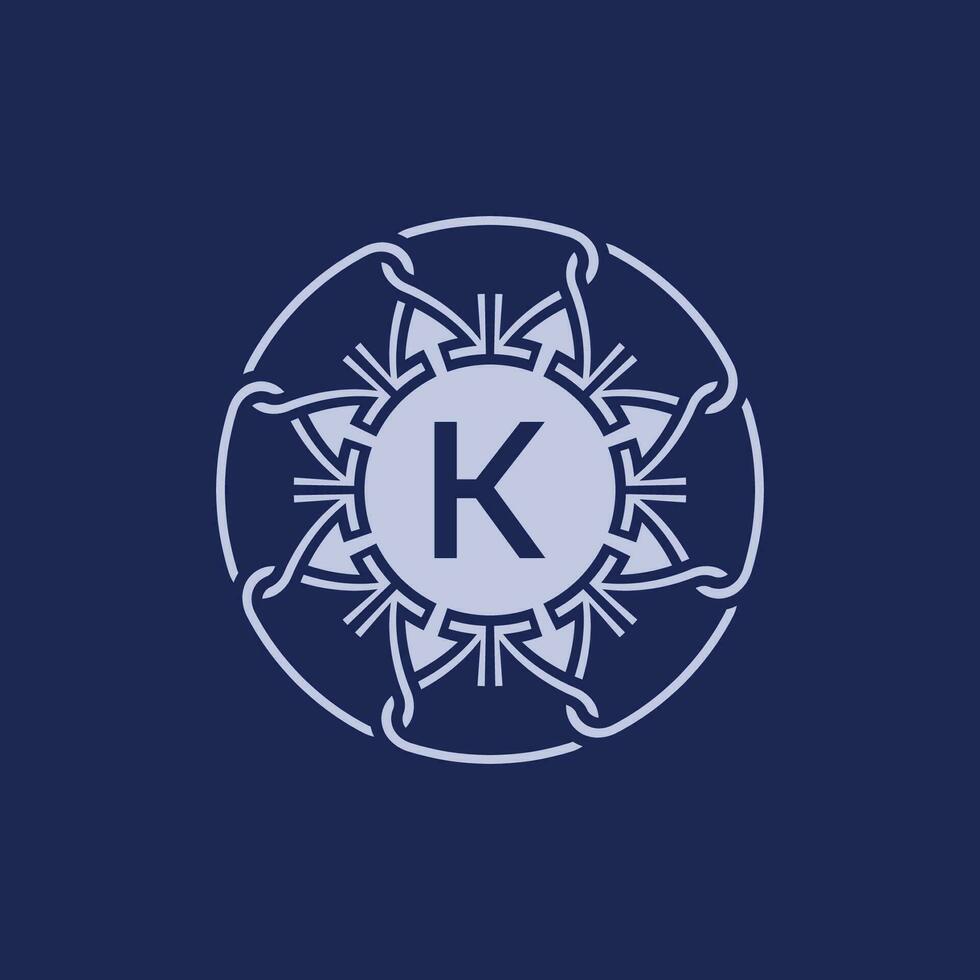 uniek en elegant eerste brief k alfabet cirkel sier- embleem logo vector