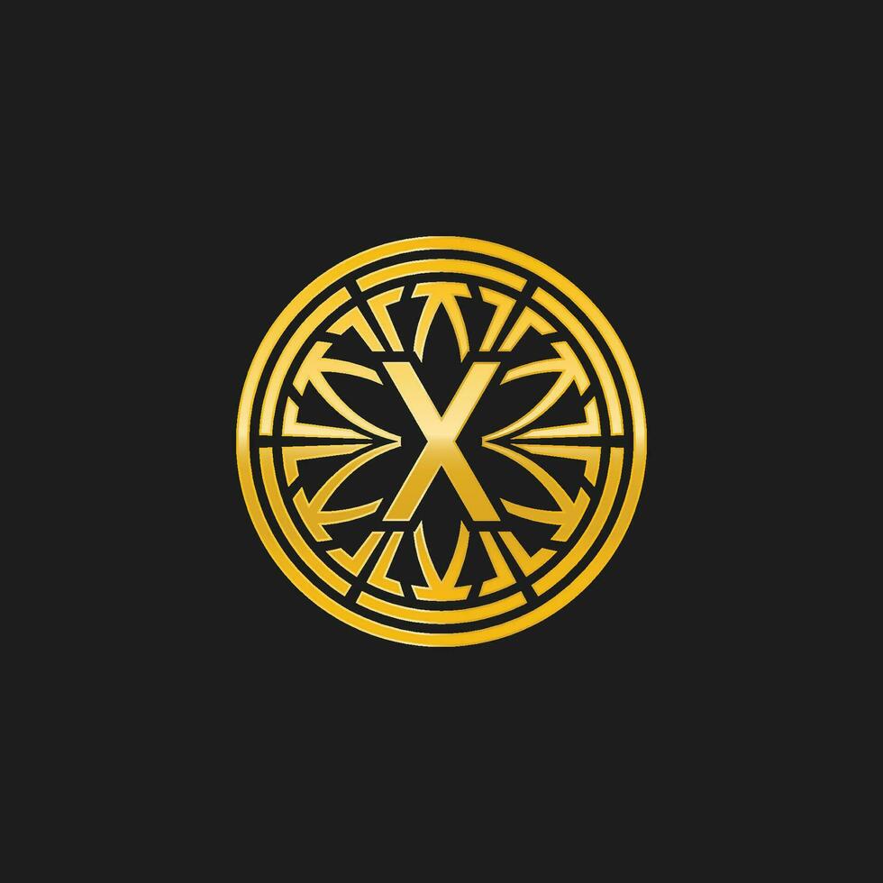 brief X medaillon embleem eerste cirkel insigne logo vector