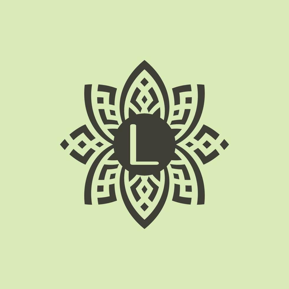 eerste brief l bloemen sier- grens kader logo vector