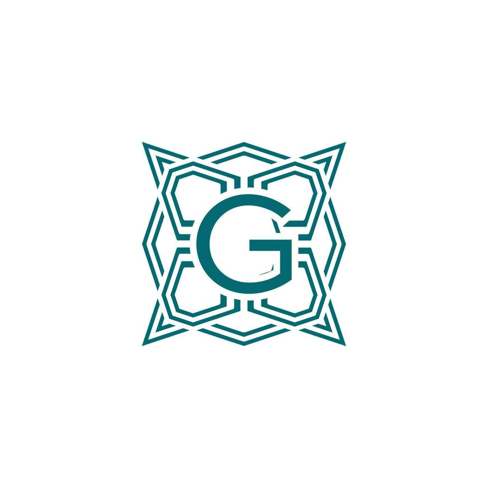 eerste brief g elegant lijnen modern alfabet kader logo vector