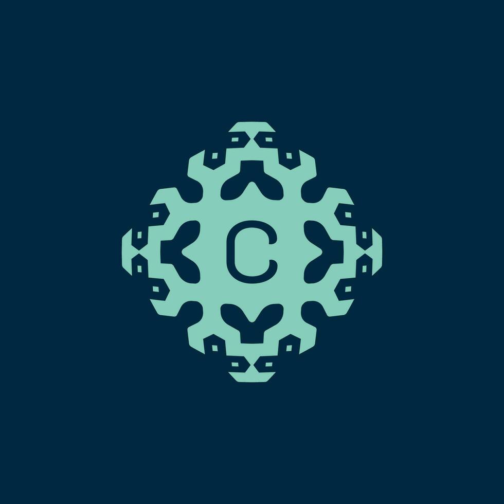 eerste brief c logo. een dynamisch embleem van wetenschap, Gezondheid, en innovatie vector