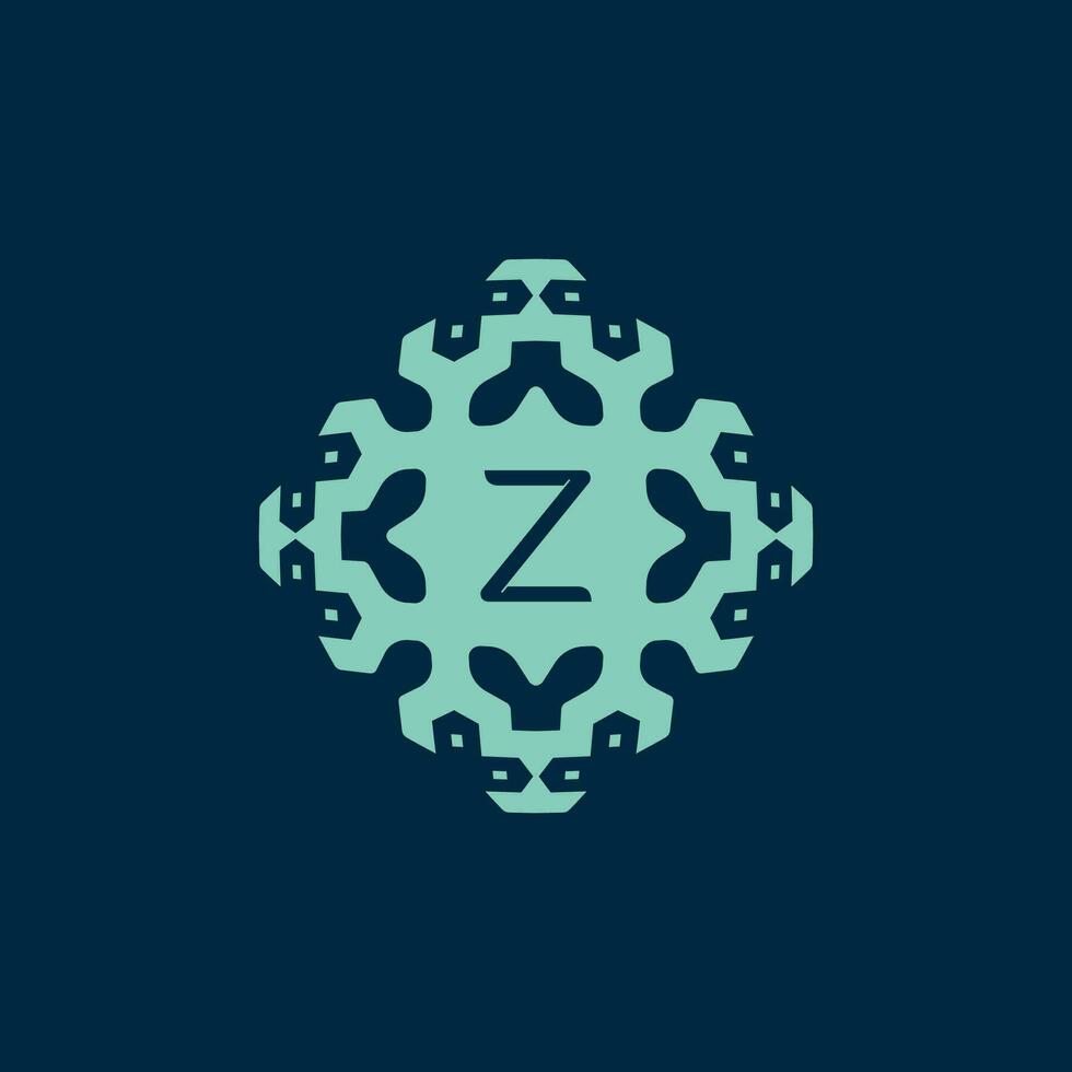 eerste brief z logo. een dynamisch embleem van wetenschap, Gezondheid, en innovatie vector