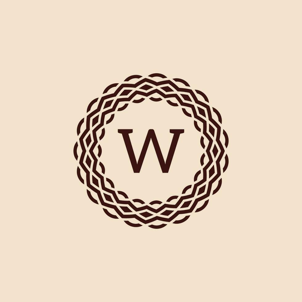 gemakkelijk en elegant eerste brief w sier- cirkel kader logo vector
