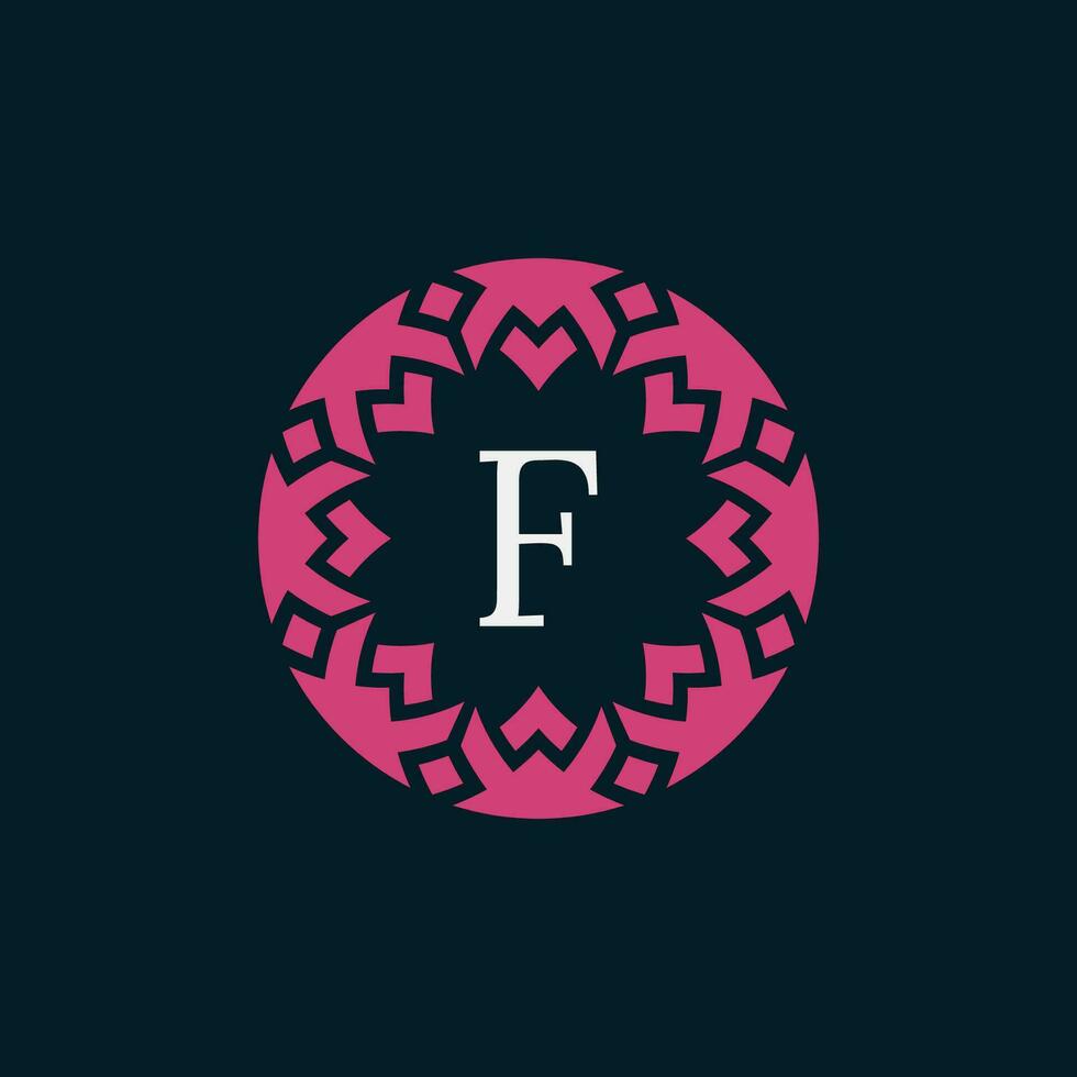 gemakkelijk en elegant eerste brief f bloemen sier- cirkel kader logo vector
