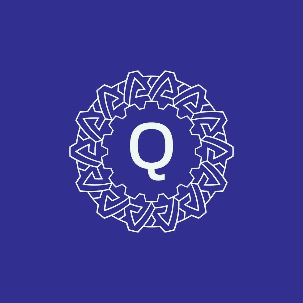 eerste brief q modern cirkel kader ornament lijnen uniek patroon logo vector