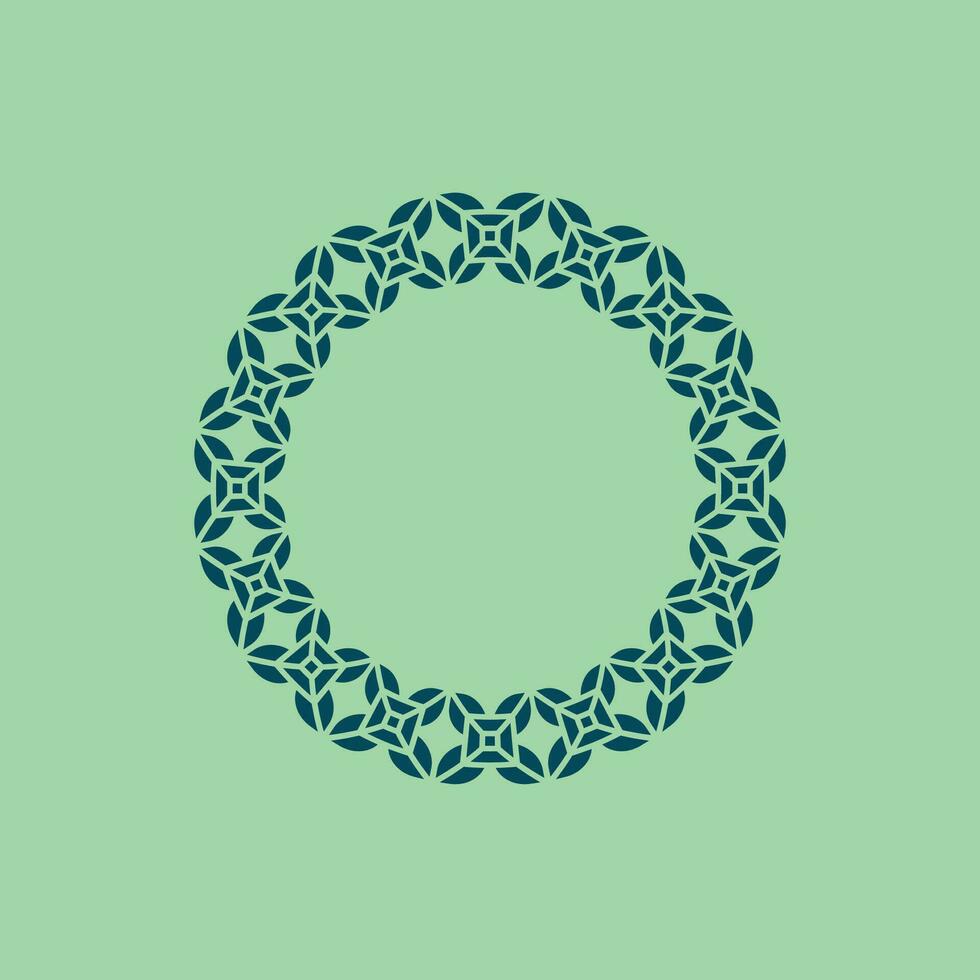 luxe elegant groen cirkel bladeren patroon kader vector