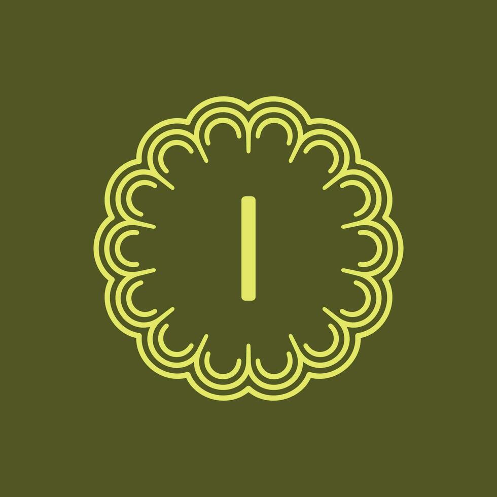 eerste brief ik bloemen alfabet cirkel embleem insigne logo vector