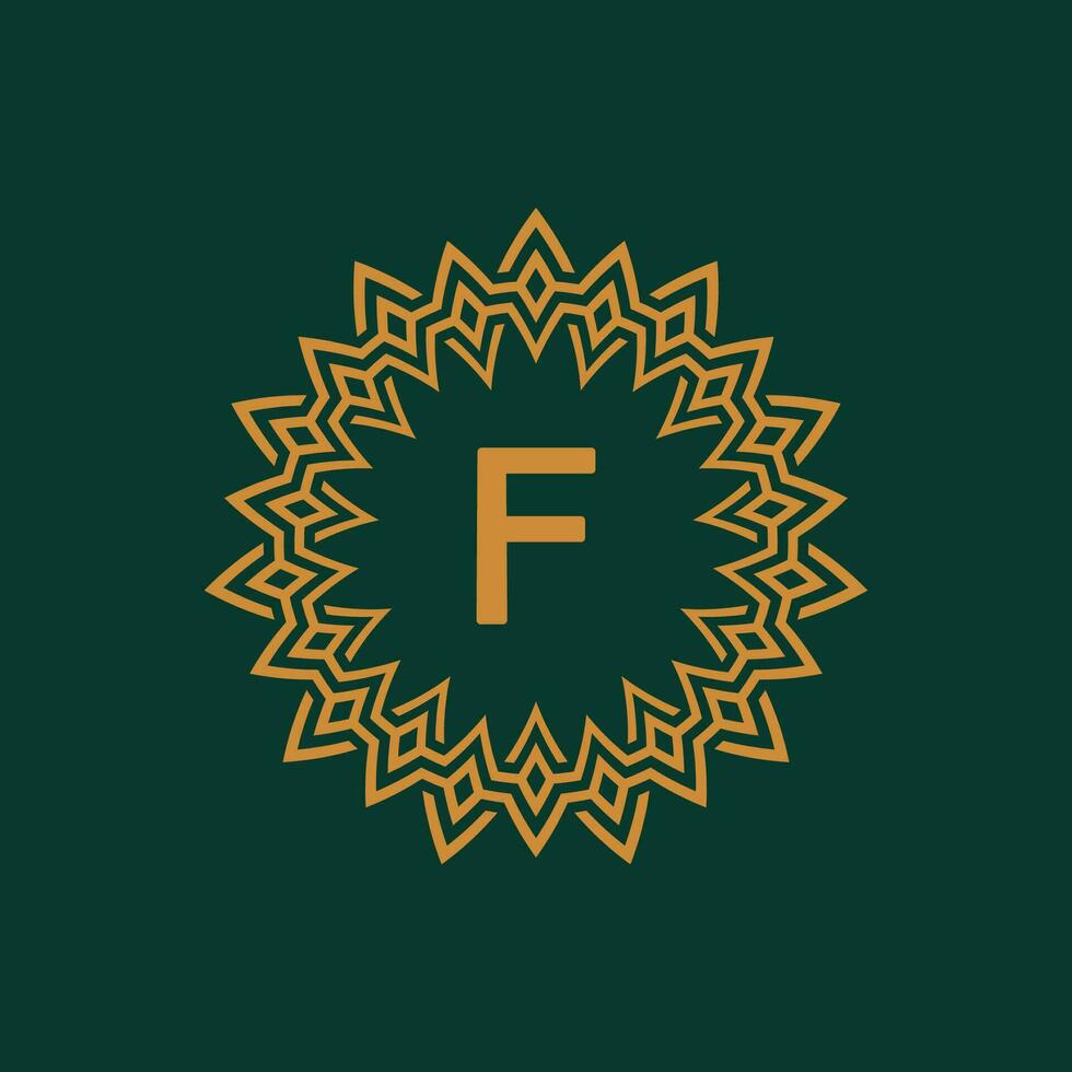 eerste brief f sier- embleem kader cirkel patroon logo vector