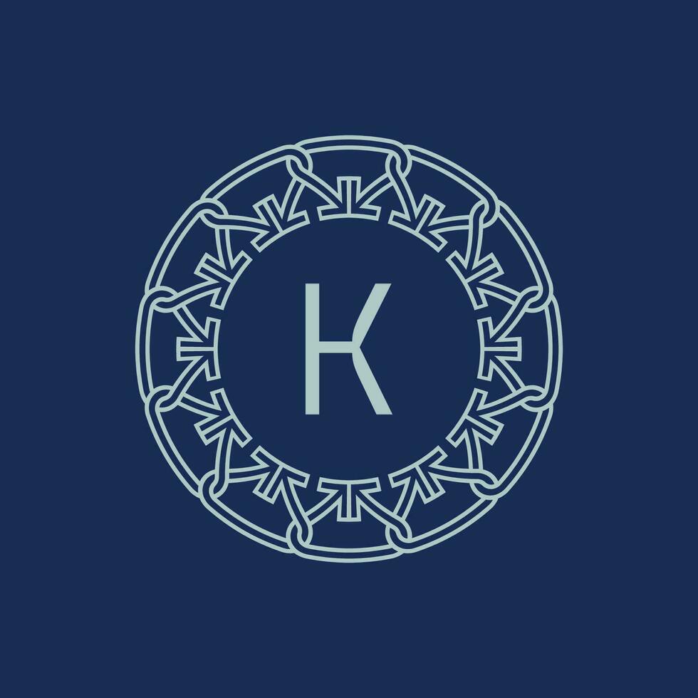 modern embleem eerste brief k sier- stam patroon circulaire logo vector