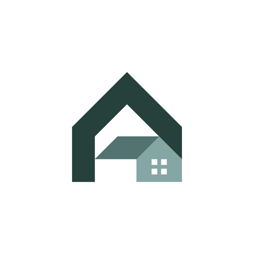 modern en vlak brief een huis gebouw bouw logo vector